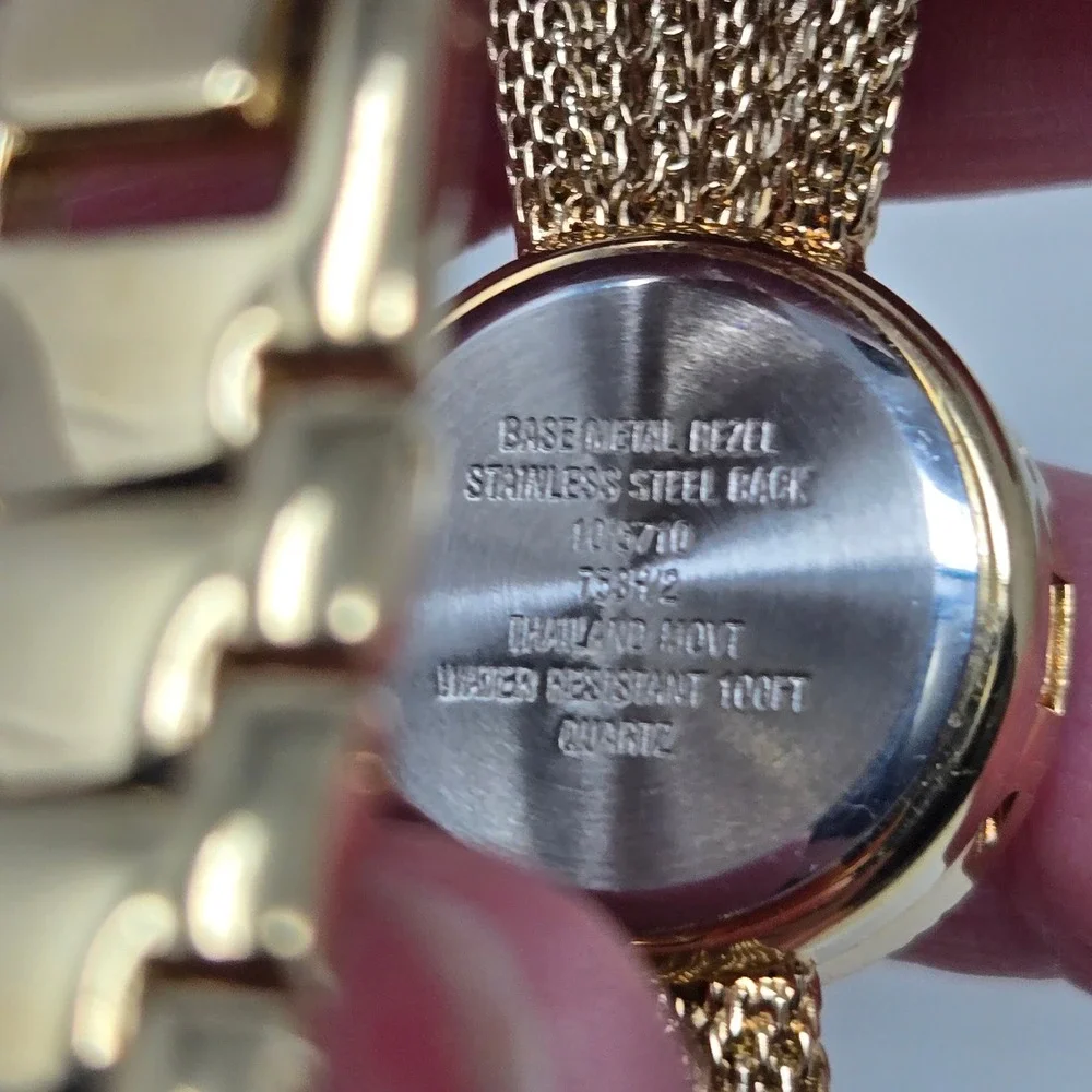 Anne Klein Diamond Secret Watch Gold Tone Mesh Bracelet Fliptop Braided Bracelet